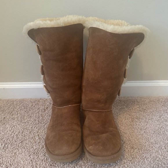 Bailey Suede Button Chestnut Triplet Tall Boots - Picture 2 of 6